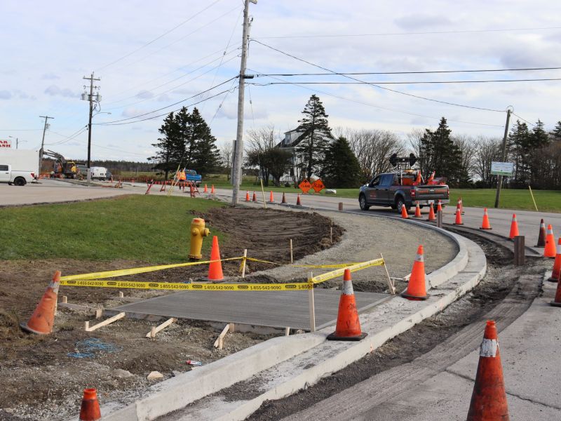 Curbing and trail development at the corner of Haley Road and Parade Street.