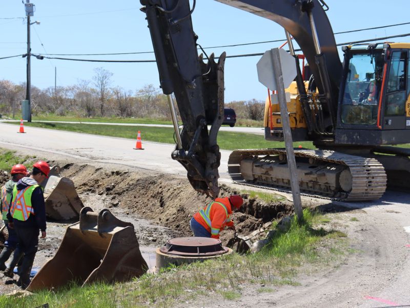 Work underway on the southeast side of the intersection of Forest Street and Haley Road.
