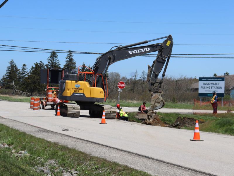 Work underway on the southeast side of the intersection of Forest Street and Haley Road.