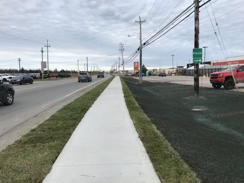New sidewalk added on Starrs Road in front of Home Hardware.